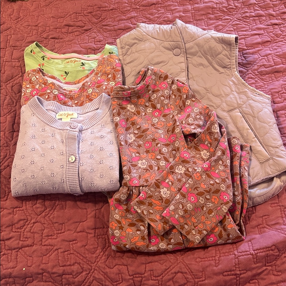 Cat & Jack Girls XS (4/5) Spring 5 Item Bundle